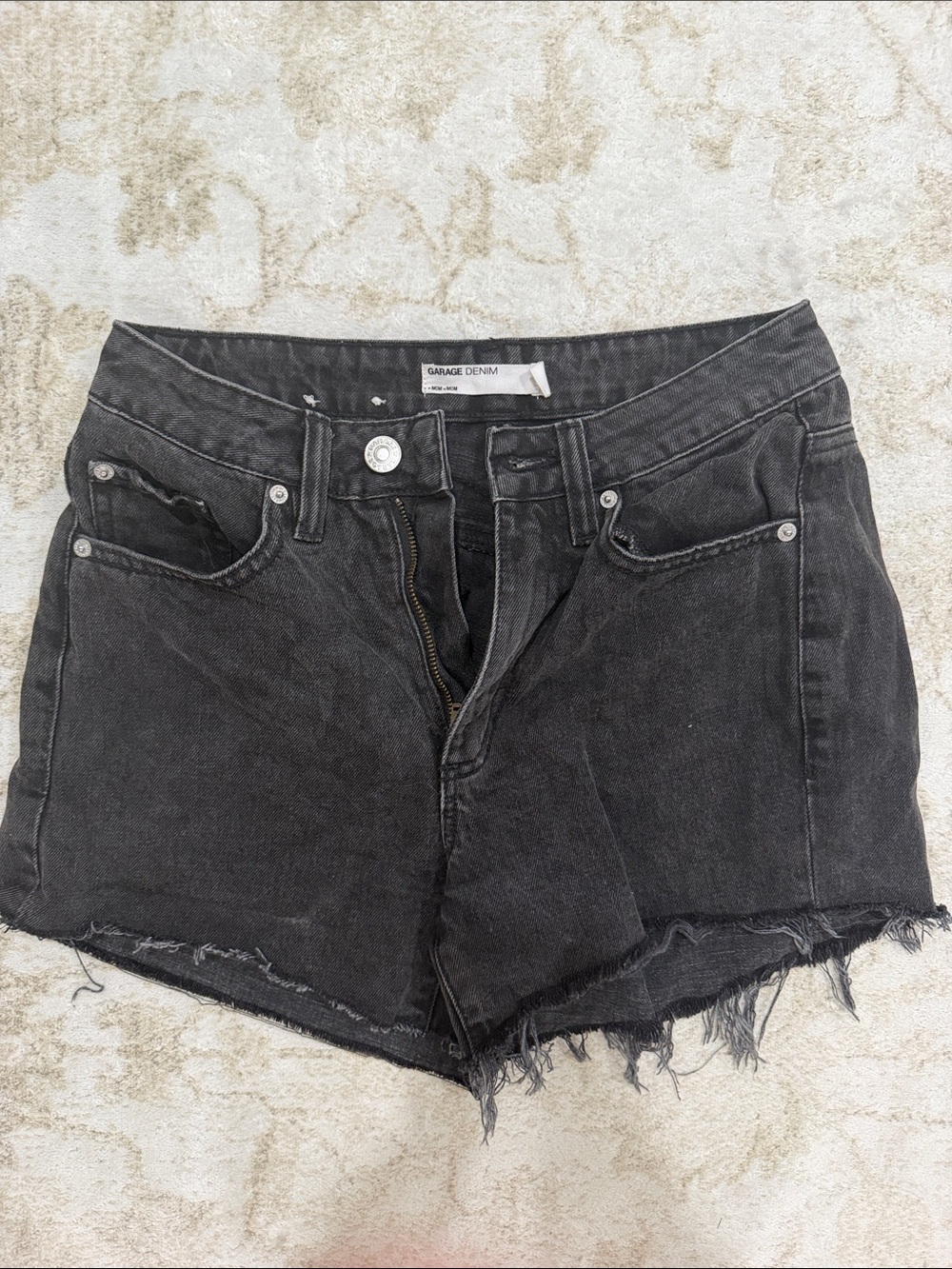 Women's Garage Black Frayed Hem Denim Shorts